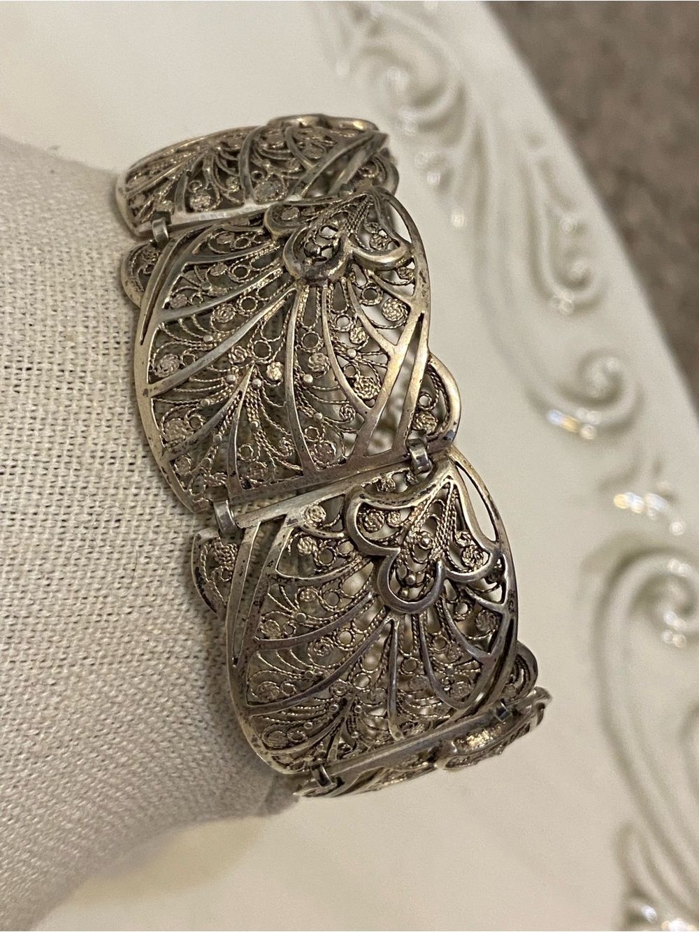 Vintage 835 Silver Spun Silver Chunky Bracelet - Picture 3 of 12